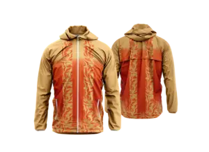 Bej-Turuncu Kapüşonlu Spor Yağmurluk - Y02